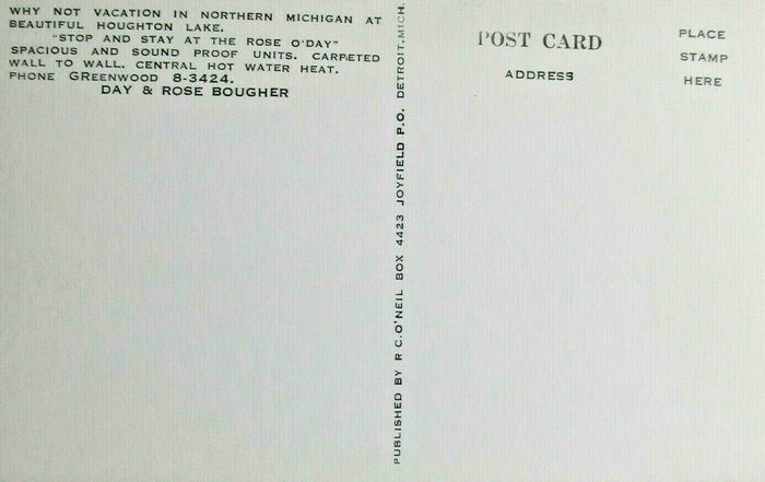 Rose ODay Motel (Rose-O-Day Motel) - Old Postcard Photo (newer photo)